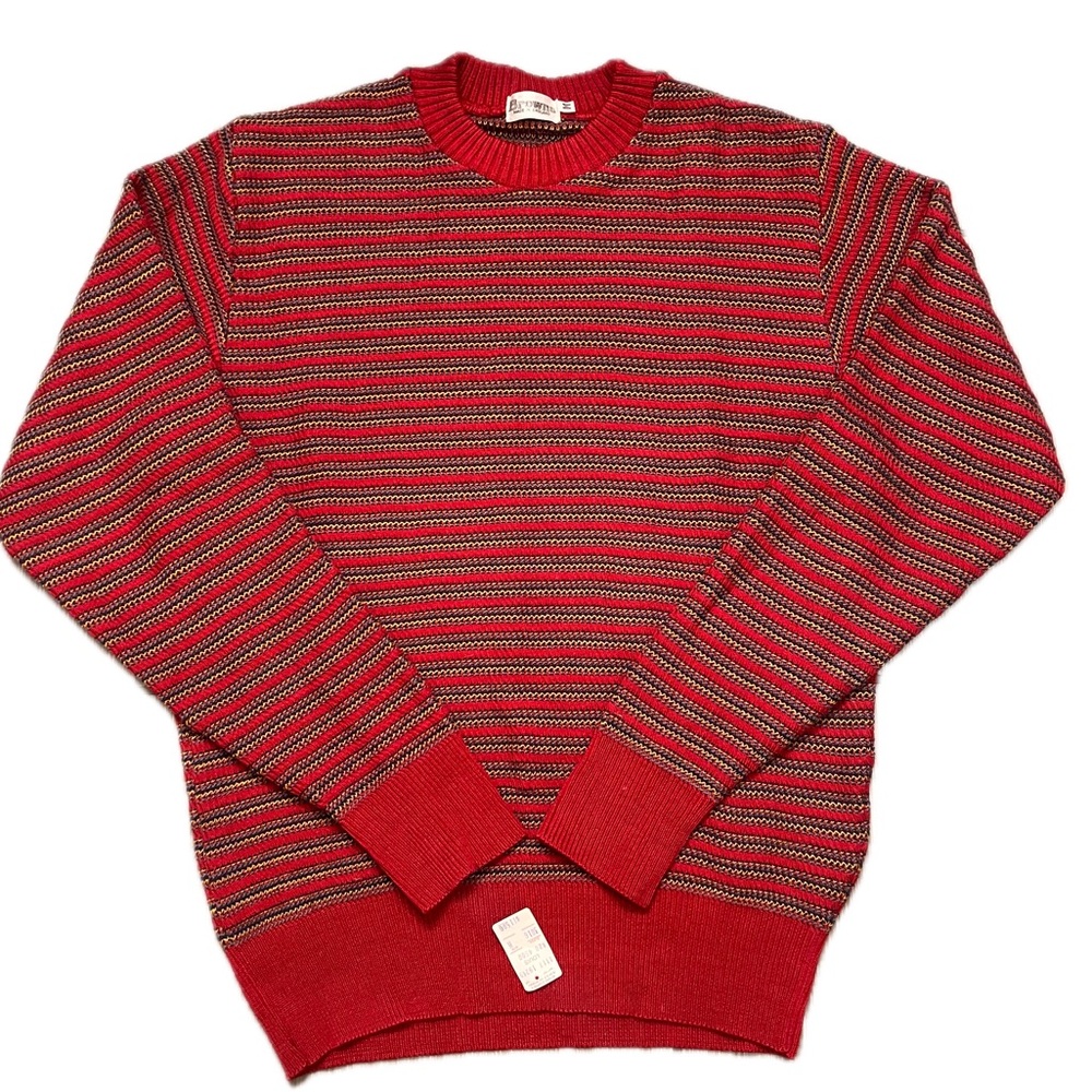 Vintage Cotton Sweater woven England British NWT 70s 80s winter holiday